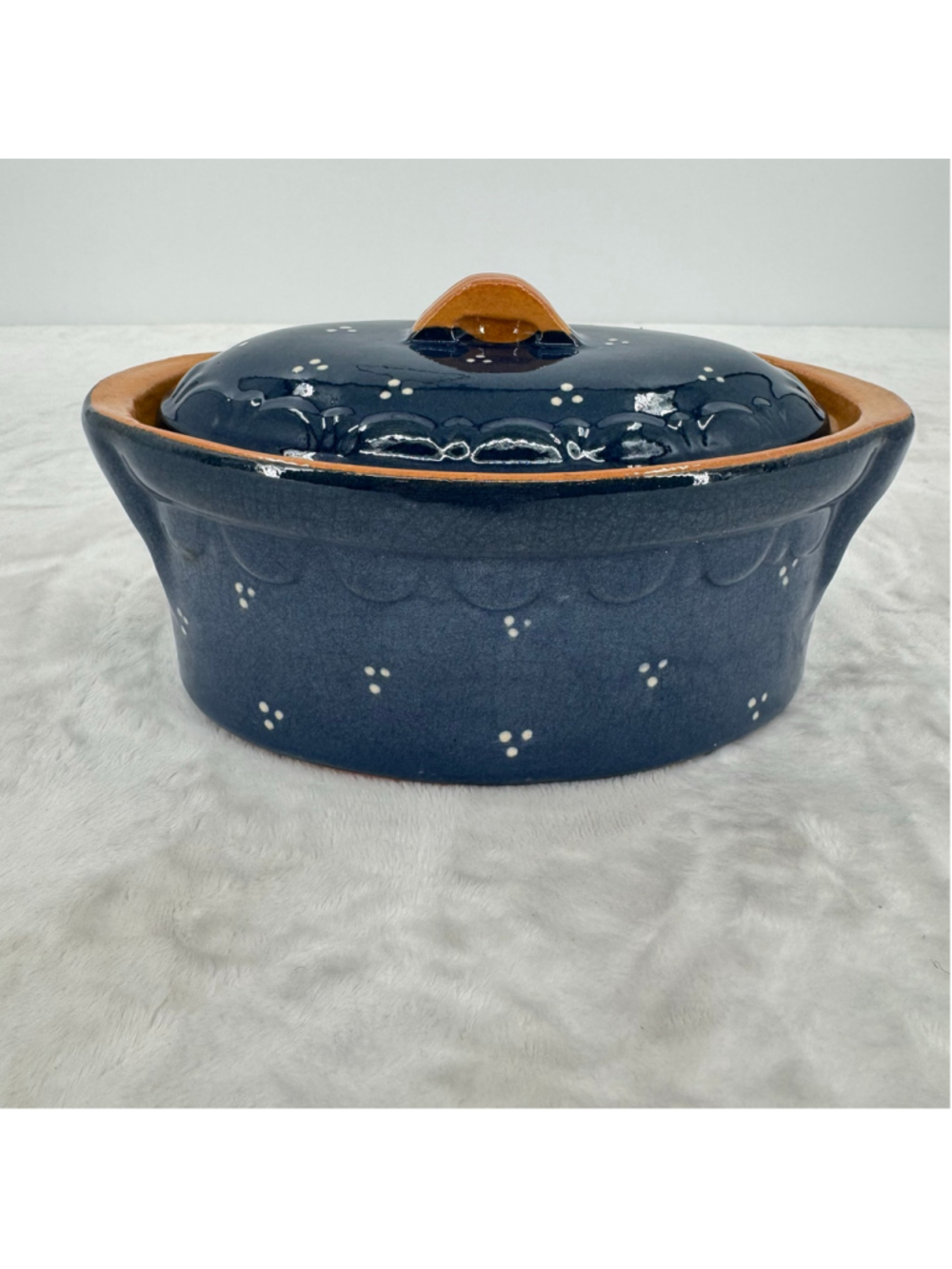 Cobalt Blue Terracotta Casserole Baking Dish Poterie Friedmann Made in France